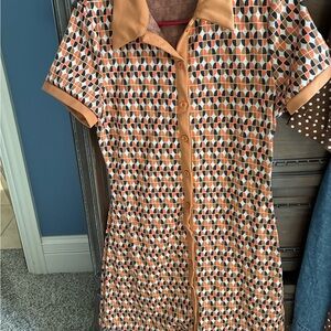 SHEIN Orange and Black Geometric Mini Dress